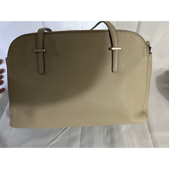 Kate Spade Large Double Zip Beige Cream Shoulder Bag Handbag Purse Read⬇️ - Picture 3 of 11